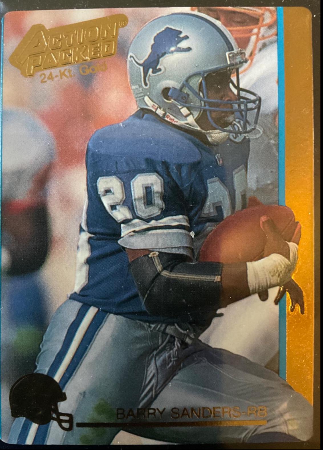 Barry Sanders #44G Football Cards 1992 Action Packed 24K Gold