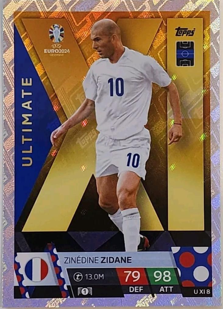 Carte Zinedine zidane, france-spain 1998, rare rookie card onze m