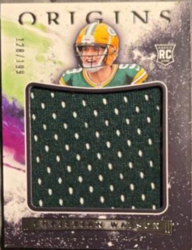 Christian Watson #JUM-CWA Football Cards 2022 Panini Origins Rookie Jumbo Jerseys