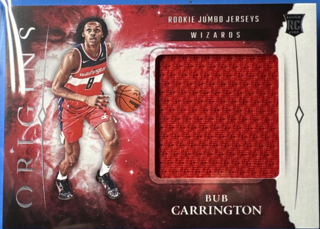 Bub Carrington #RJJ-BUB Basketball Cards 2024 Panini Origins Rookie Jumbo Jersey