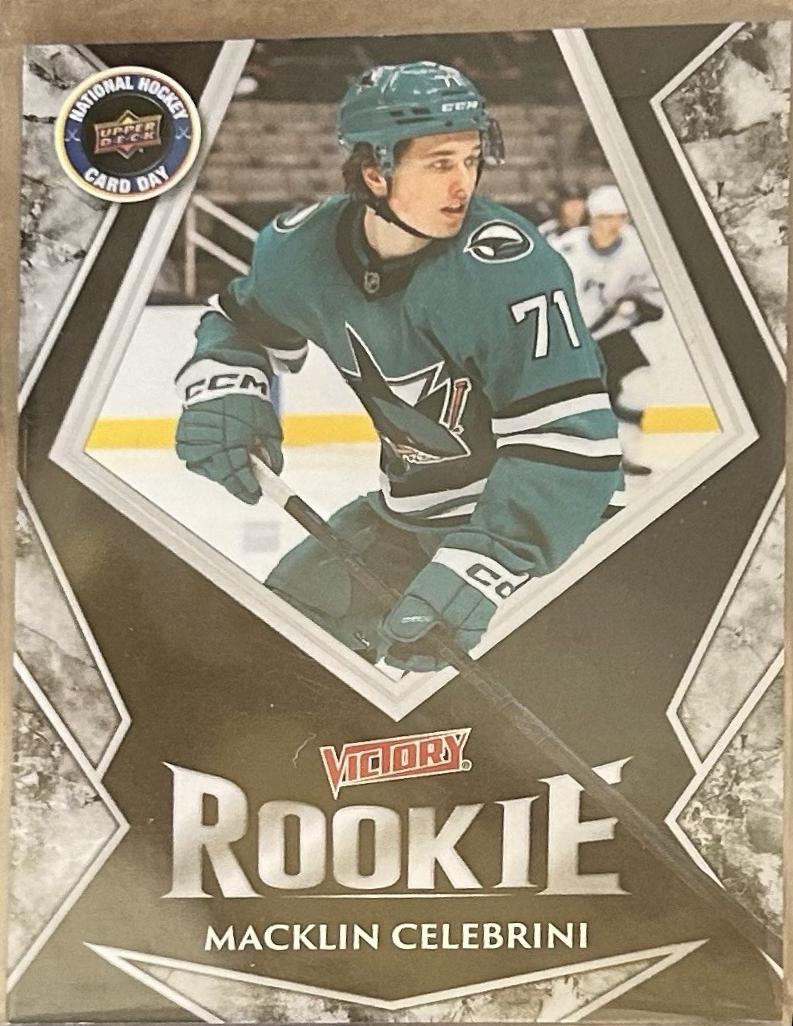 Macklin Celebrini #V-9 Hockey Cards 2025 Upper Deck National Hockey Card Day Victory Black Rookie