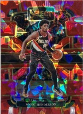 Scoot Henderson [Cracked Ice Red Prizm] #77 Basketball Cards 2023 Panini Select