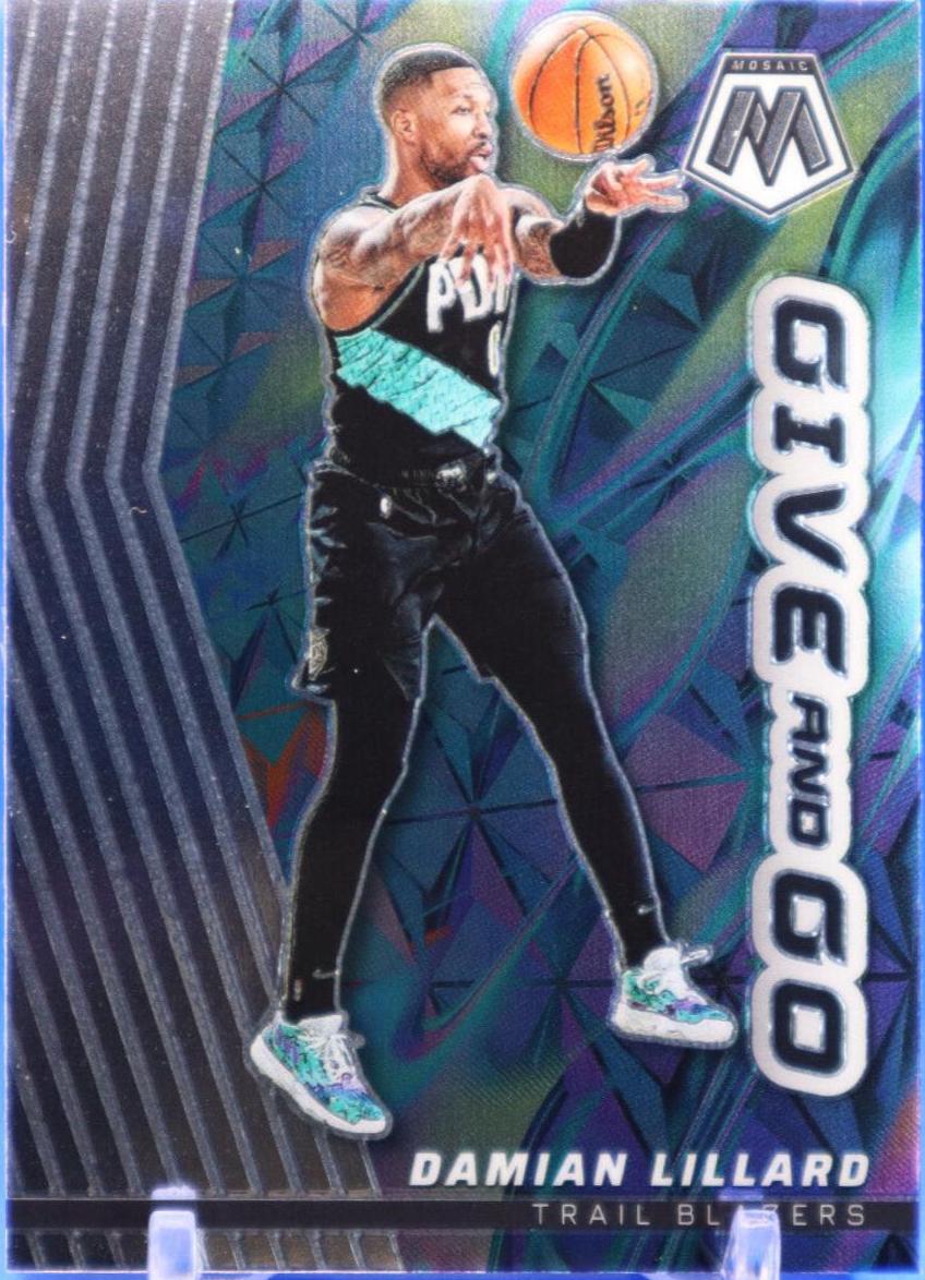 Damian Lillard #6 Basketball Cards 2022 Panini Mosaic Give and Go