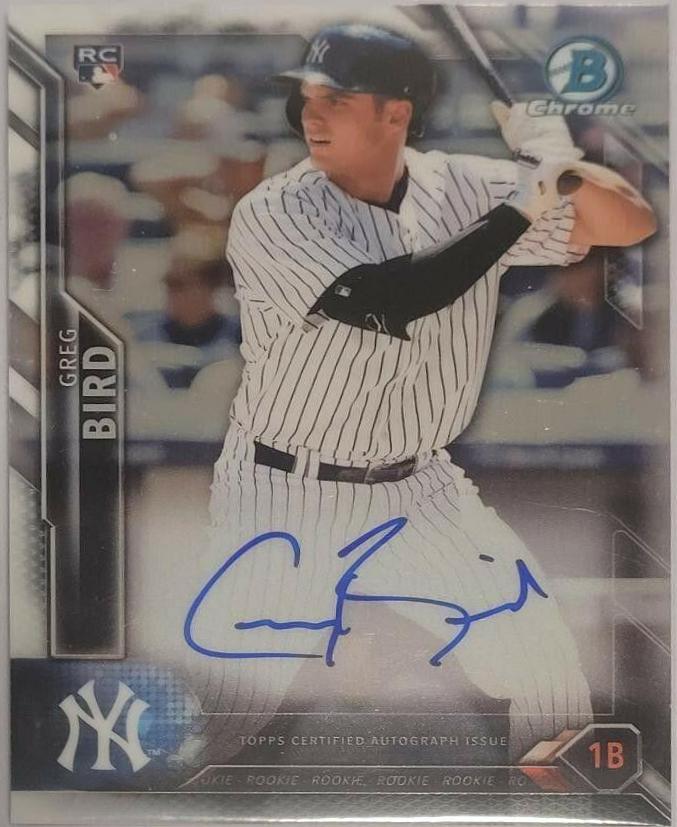 Greg Bird #CRA-GB Baseball Cards 2016 Bowman Chrome Rookie Autographs