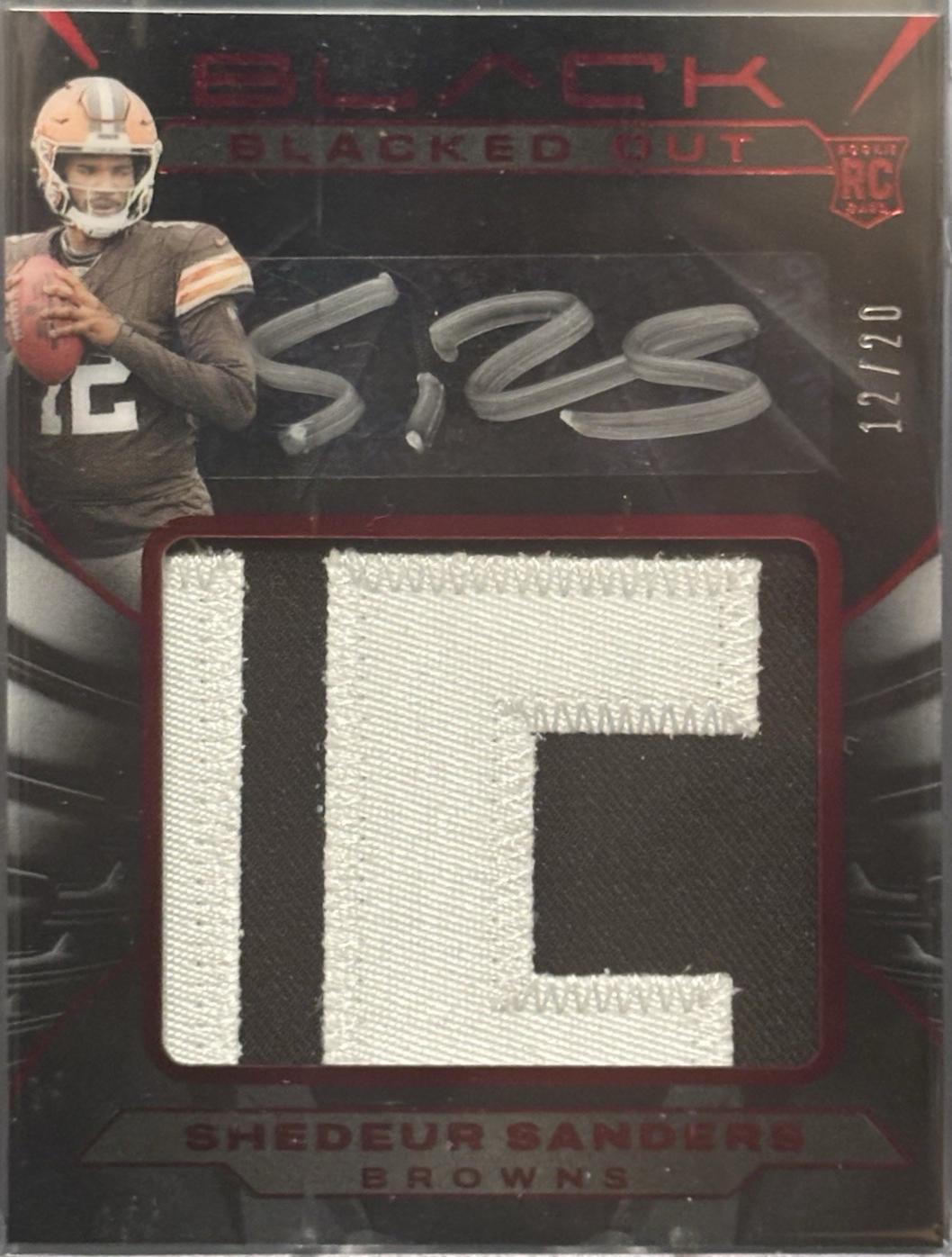 Shedeur Sanders #2 2025 Panini Black Blacked Out Jersey Autograph Football