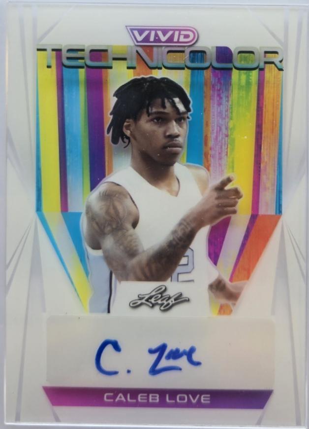 Caleb Love #T-CL1 2022 Leaf Vivid Technicolor Autograph Basketball