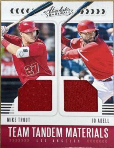 Mike Trout & Jo Adell #TT-JM Baseball Cards 2020 Panini Absolute Team Tandem Materials
