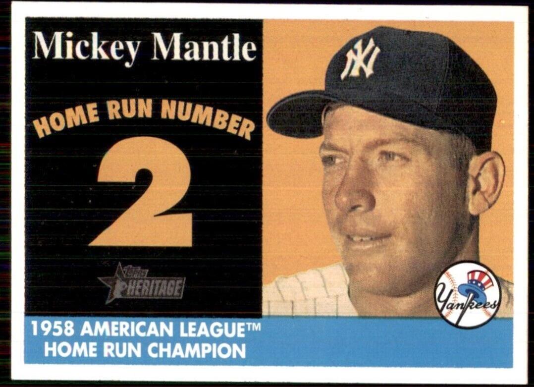 Mickey Mantle #MHRC2 Baseball Cards 2007 Topps Heritage 1958 Home Run Champion