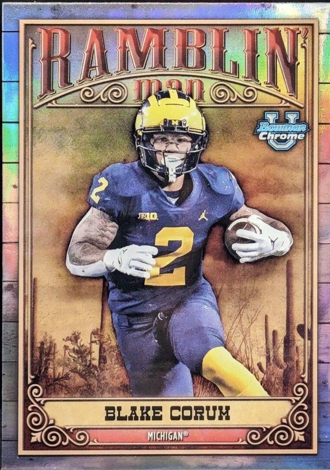 Blake Corum #RM-8 Football Cards 2023 Bowman Chrome University Ramblin' Man