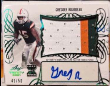 Gregory Rousseau #BA-GR1 2021 Leaf Trinity Signatures Football