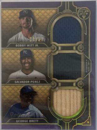 Bobby Witt Jr. , Salvador Perez, George Brett [Amethyst] #RCC-WPB