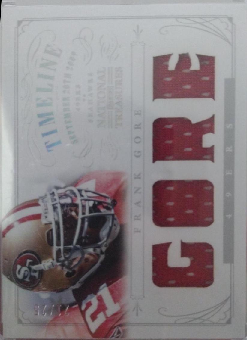 Frank Gore #15 Football Cards 2013 Panini National Treasures Timeline Materials