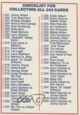 Checklist Wrestling Cards 1988 Wonderama NWA