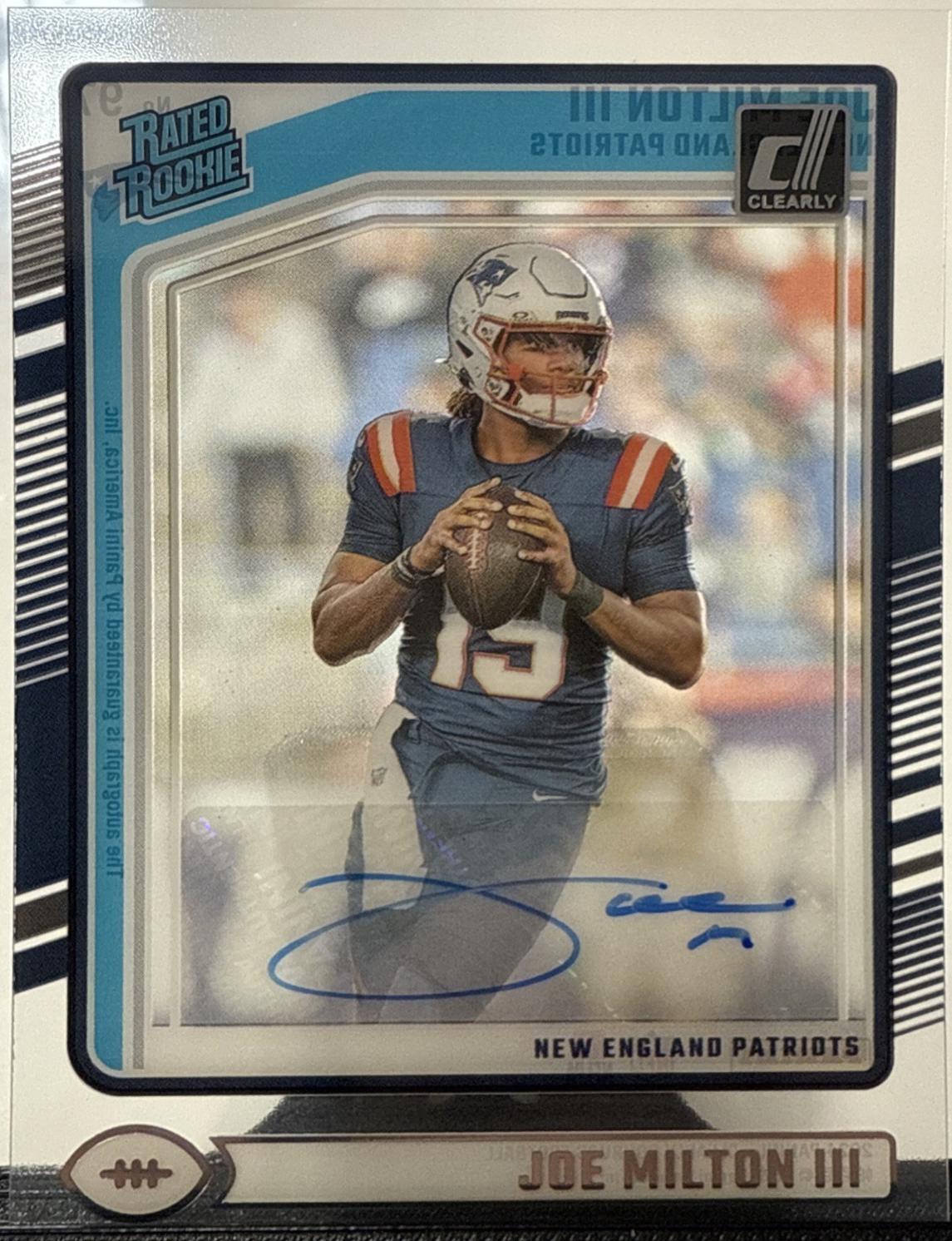 Joe Milton III #97 Football Cards 2024 Clearly Donruss Rated Rookie Autographs