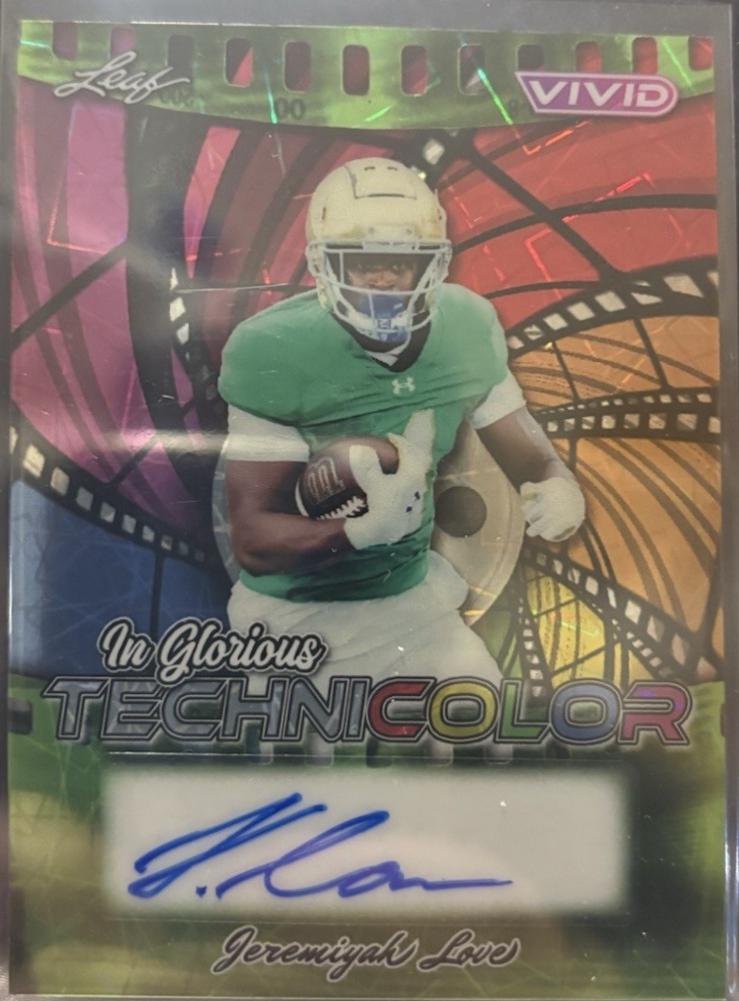 Jeremiyah Love #GA-JL1 2025 Leaf Vivid Football In Glorious Technicolor Autographs