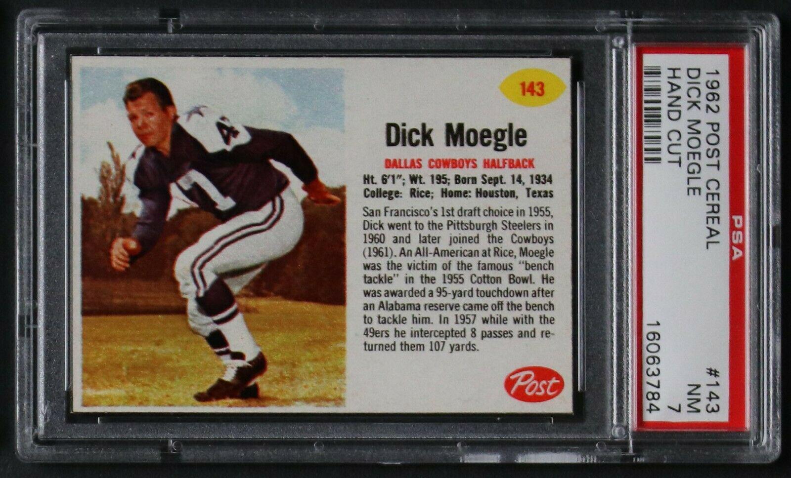 Dick Moegle #143 Football Cards 1962 Post Cereal