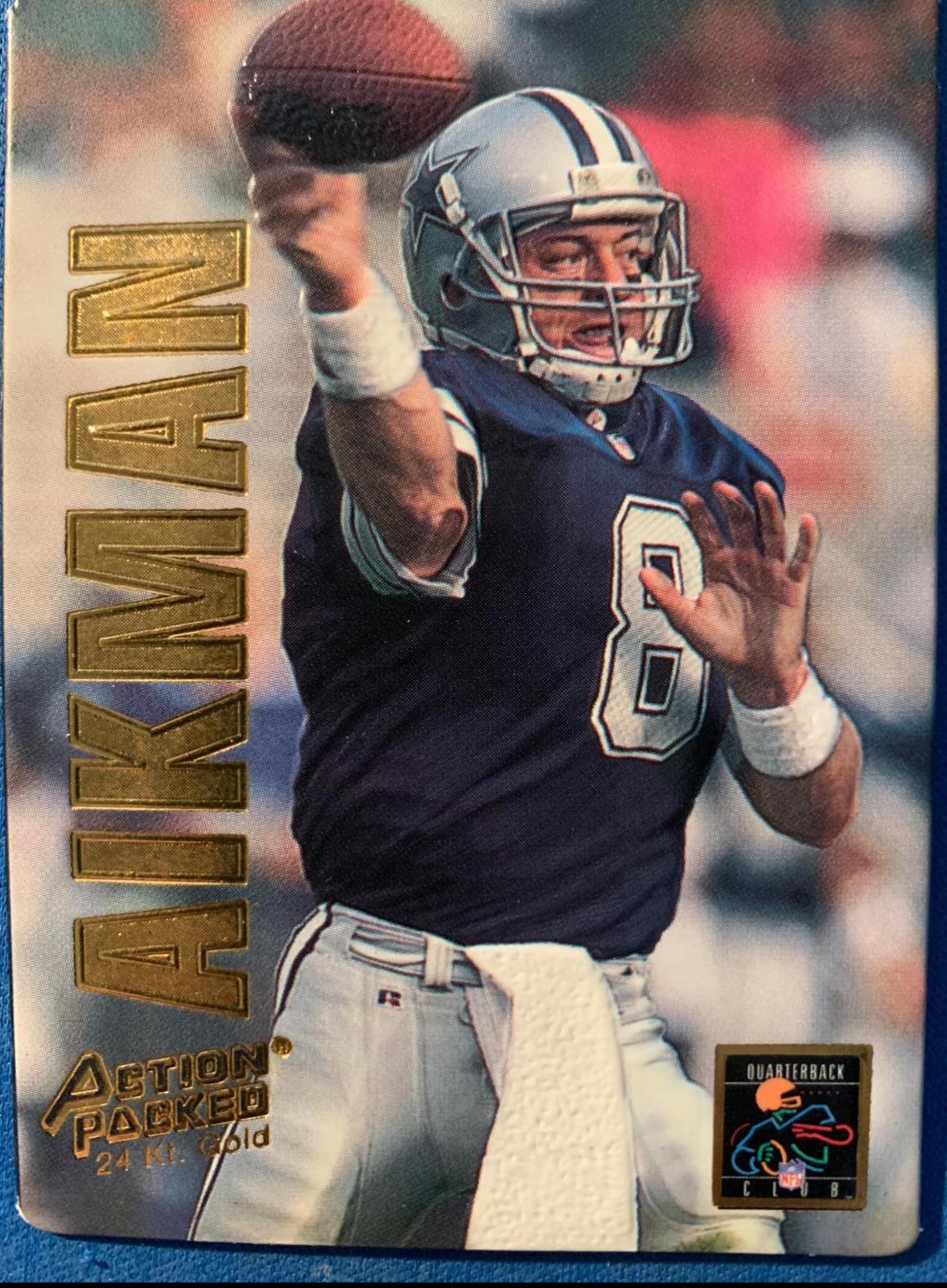 Troy Aikman #1G Football Cards 1993 Action Packed 24KT Gold