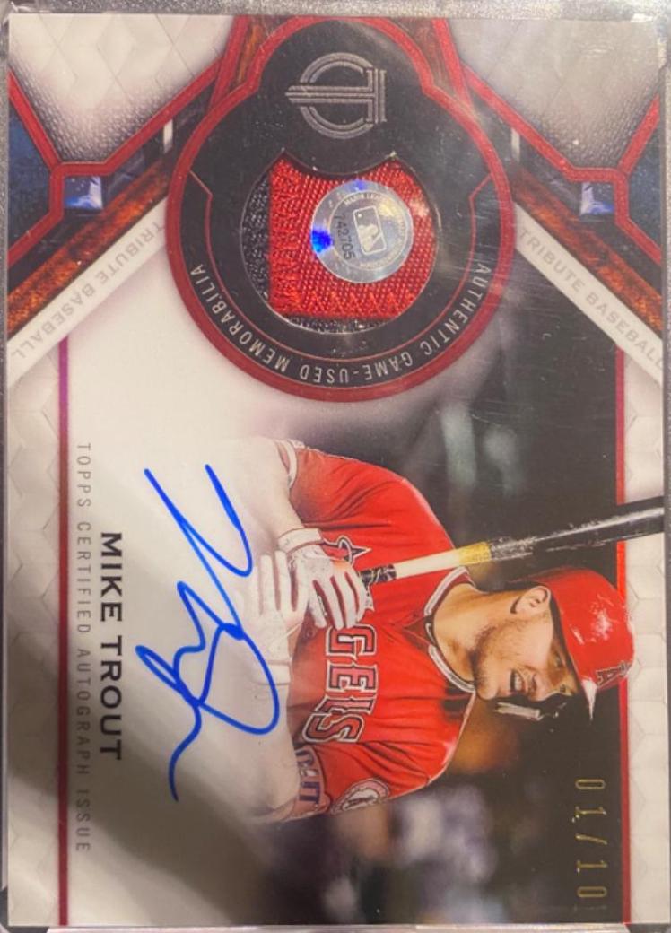 Mike Trout #AP-MT Baseball Cards 2021 Topps Tribute Autograph Patches