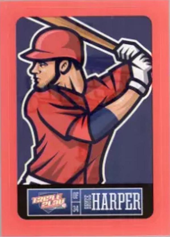 Bryce Harper #28 Baseball Cards 2013 Panini Triple Play Red Border Stickers