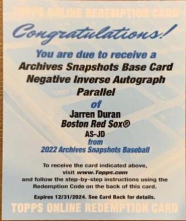 Jarren Duran [Negative Inverse] #AS-JD