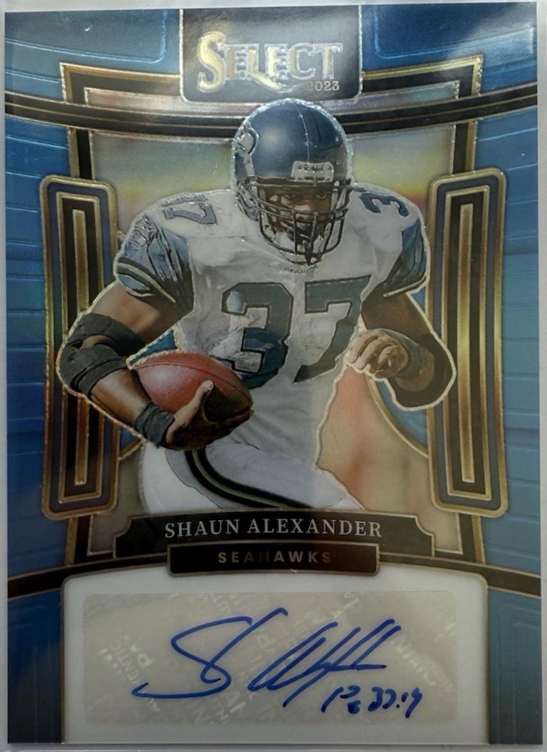 Shaun Alexander #SIG-SAL 2023 Panini Select Signatures Prizm Football