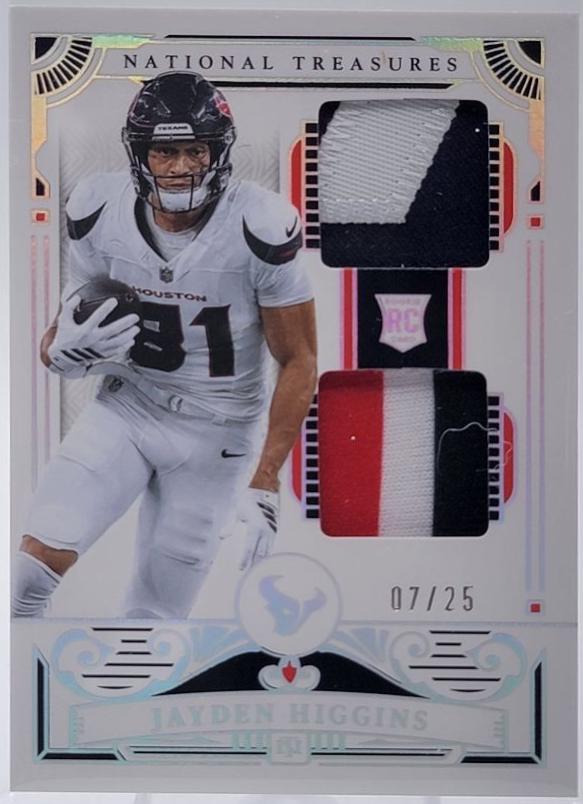Jayden Higgins #20 2025 Panini National Treasures Football Rookie Treasures Holo Silver