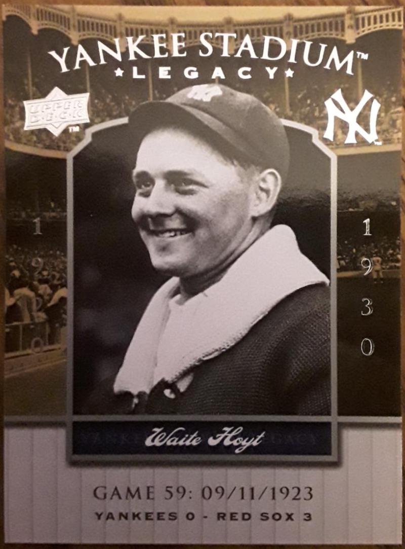 Waite Hoyt #59 Baseball Cards 2008 Upper Deck Yankee Stadium Legacy