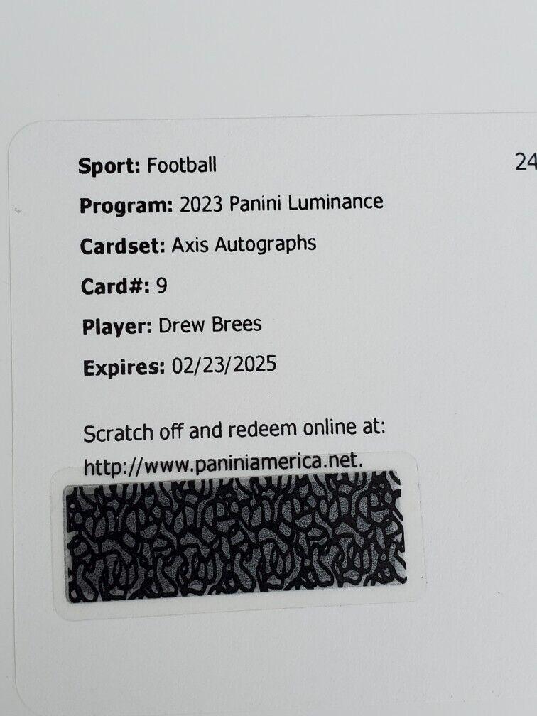 Drew Brees #AX-DB Football Cards 2023 Panini Luminance Axis Autographs
