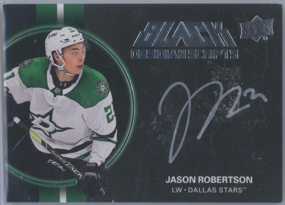 Jason Robertson #OS-JR Hockey Cards 2021 SPx UD Black Obsidian Scripts
