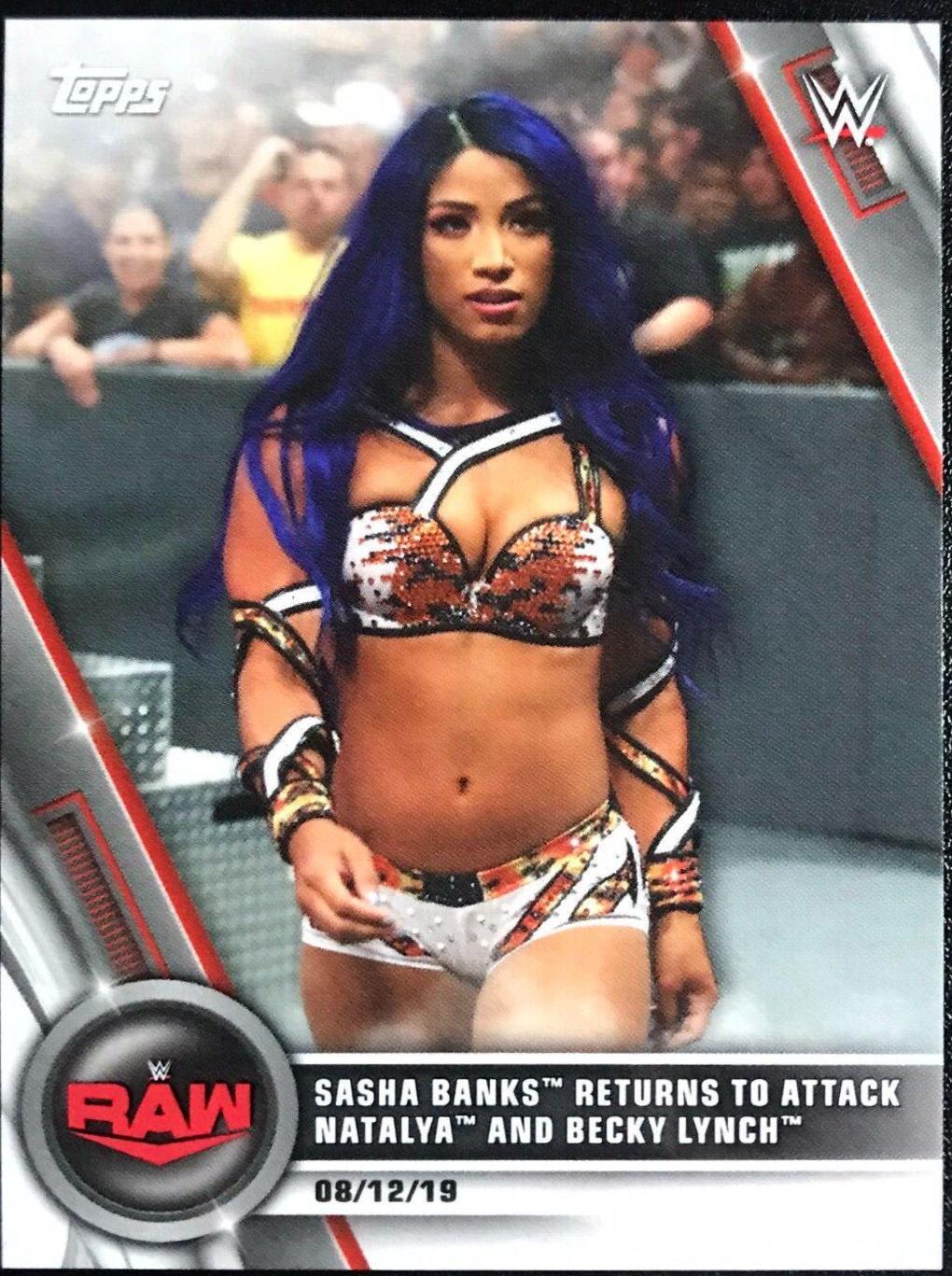 Sasha Banks Returns to Attack Natalya and Becky Lynch #67 Wrestling Cards 2020 Topps WWE Women's Division
