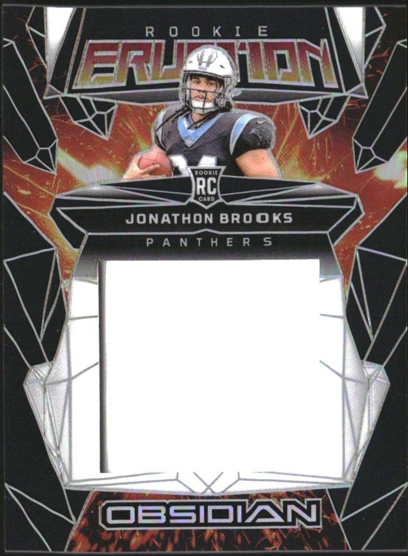 Jonathon Brooks #25 Football Cards 2024 Panini Obsidian Rookie Eruption Materials