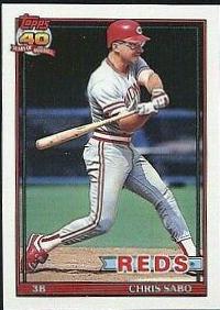 Chris Sabo #45 Baseball Cards 1991 Topps Tiffany