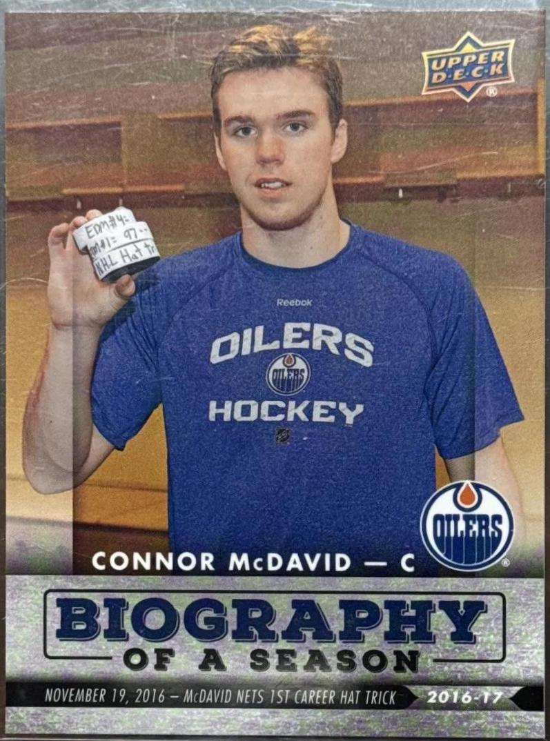 Connor McDavid #EDM-5 Hockey Cards 2016 Upper Deck Biography of a Season