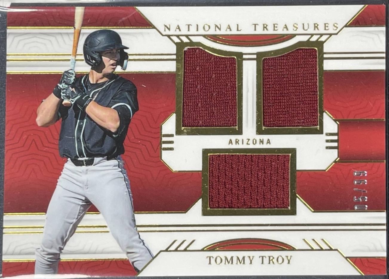 Tommy Troy #33 2024 Panini National Treasures Game Gear Swatches Trio Baseball