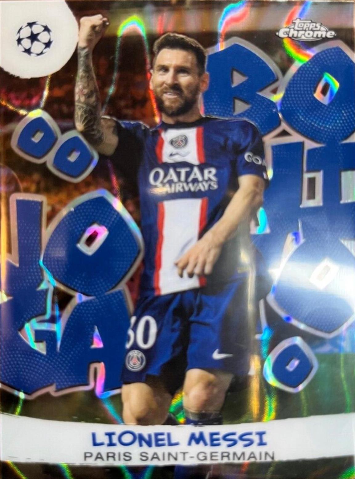 Lionel Messi #JB-10 Soccer Cards 2022 Topps Chrome UEFA Club Competitions Joga Bonito