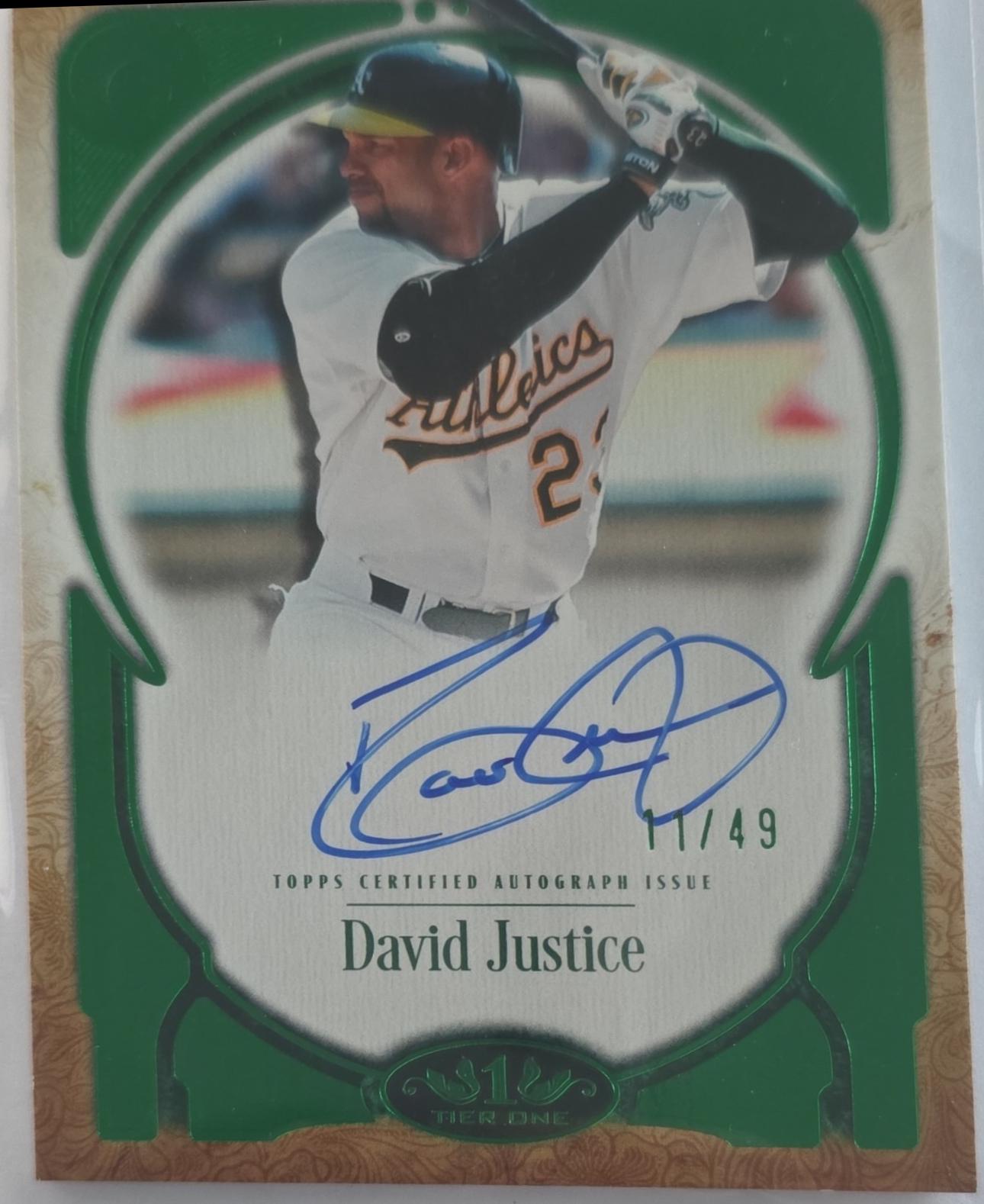 David Justice #PPA-DJ 2026 Topps Tier One Baseball Prime Performers Autographs