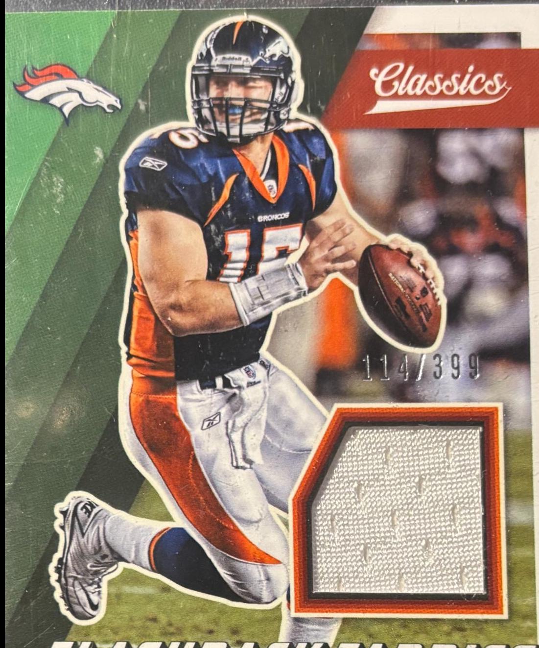 Tim Tebow #FF-TT Football Cards 2017 Panini Classics Flashback Fabrics