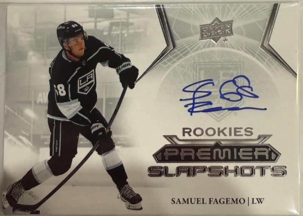 Samuel Fagemo #PSAR-SF Hockey Cards 2022 Upper Deck Premier Slapshots Auto Rookie
