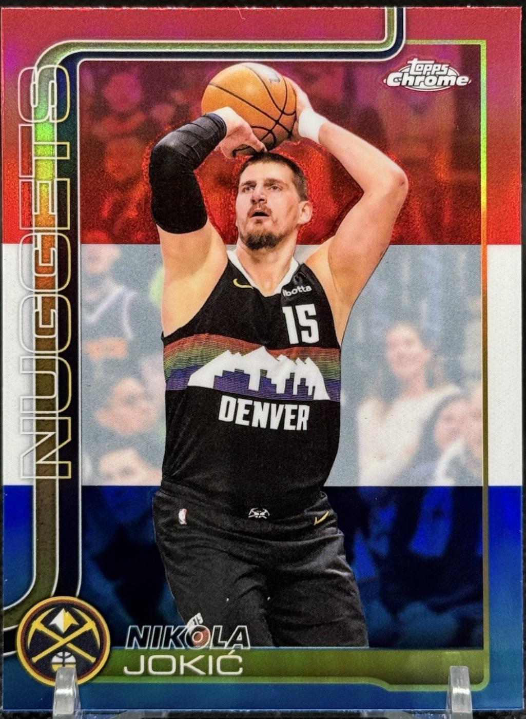 2025 Topps Chrome Update Nikola Jokic [Red White Blue Refractor] #12 card