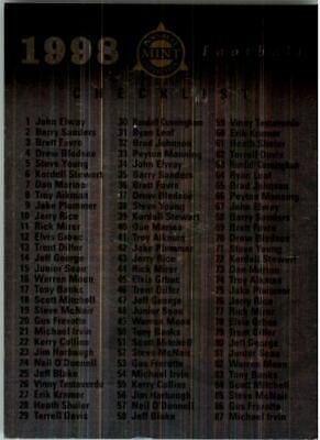 Checklist #100 1998 Pinnacle Mint Football