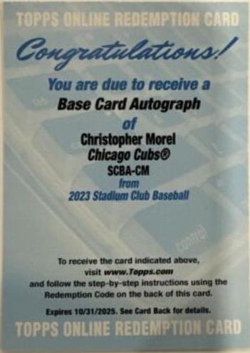 Christopher Morel #SCBA-CM 2023 Stadium Club Baseball Autographs