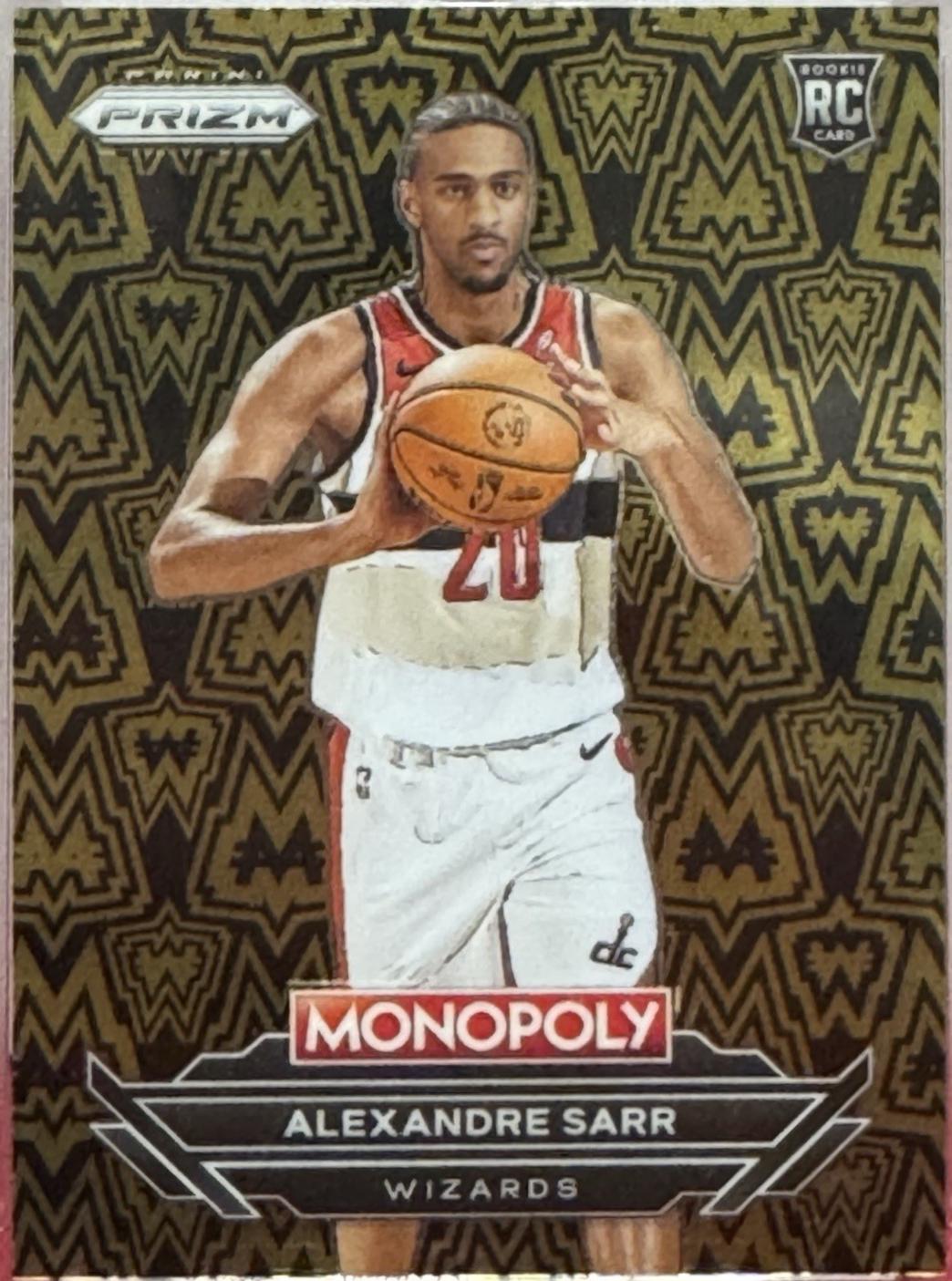 Alexandre Sarr #B25 Basketball Cards 2024 Panini Prizm Monopoly Millionaire Black