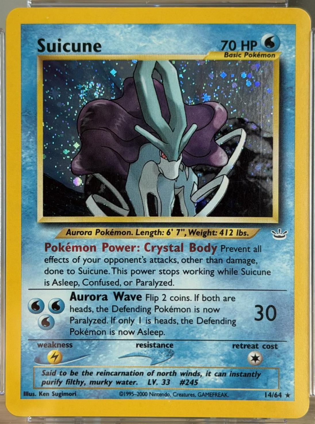 Neo Revelation (2001) Suicune 14/64 Double Holo Error scan