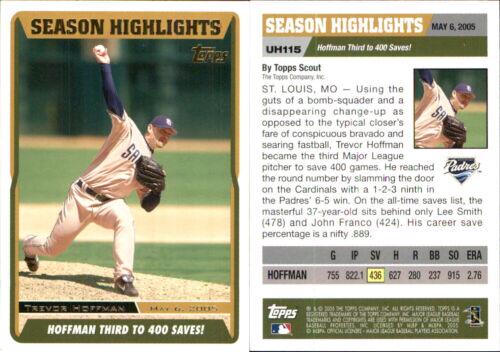 Trevor Hoffman #UH115 Baseball Cards 2005 Topps Updates & Highlights