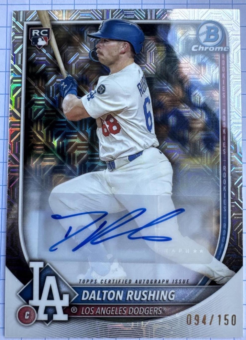 Dalton Rushing Silver #CRA-DR 2025 Bowman Chrome Rookie Autograph Baseball