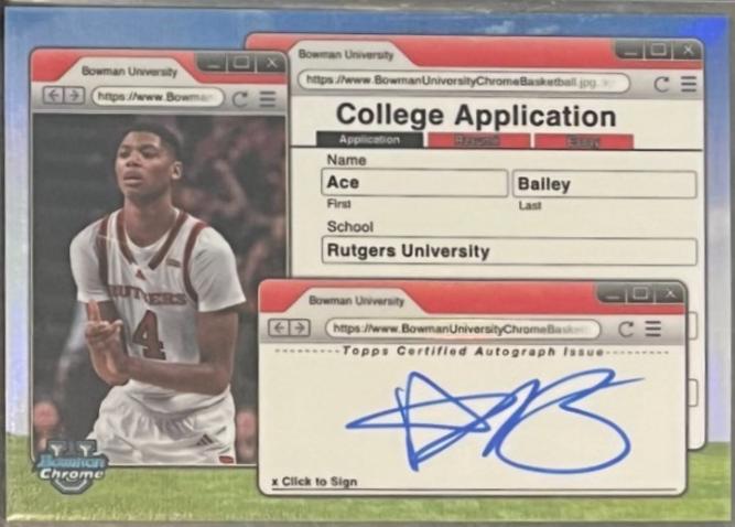 Ace Bailey #CAA-AB Basketball Cards 2024 Bowman Chrome University College Application Autograph