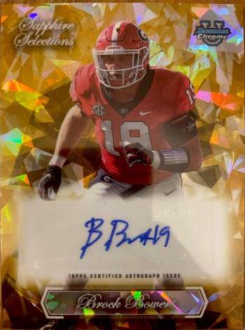 Brock Bowers #SG-BB Football Cards 2023 Bowman Chrome University Sapphire Selections Autographs