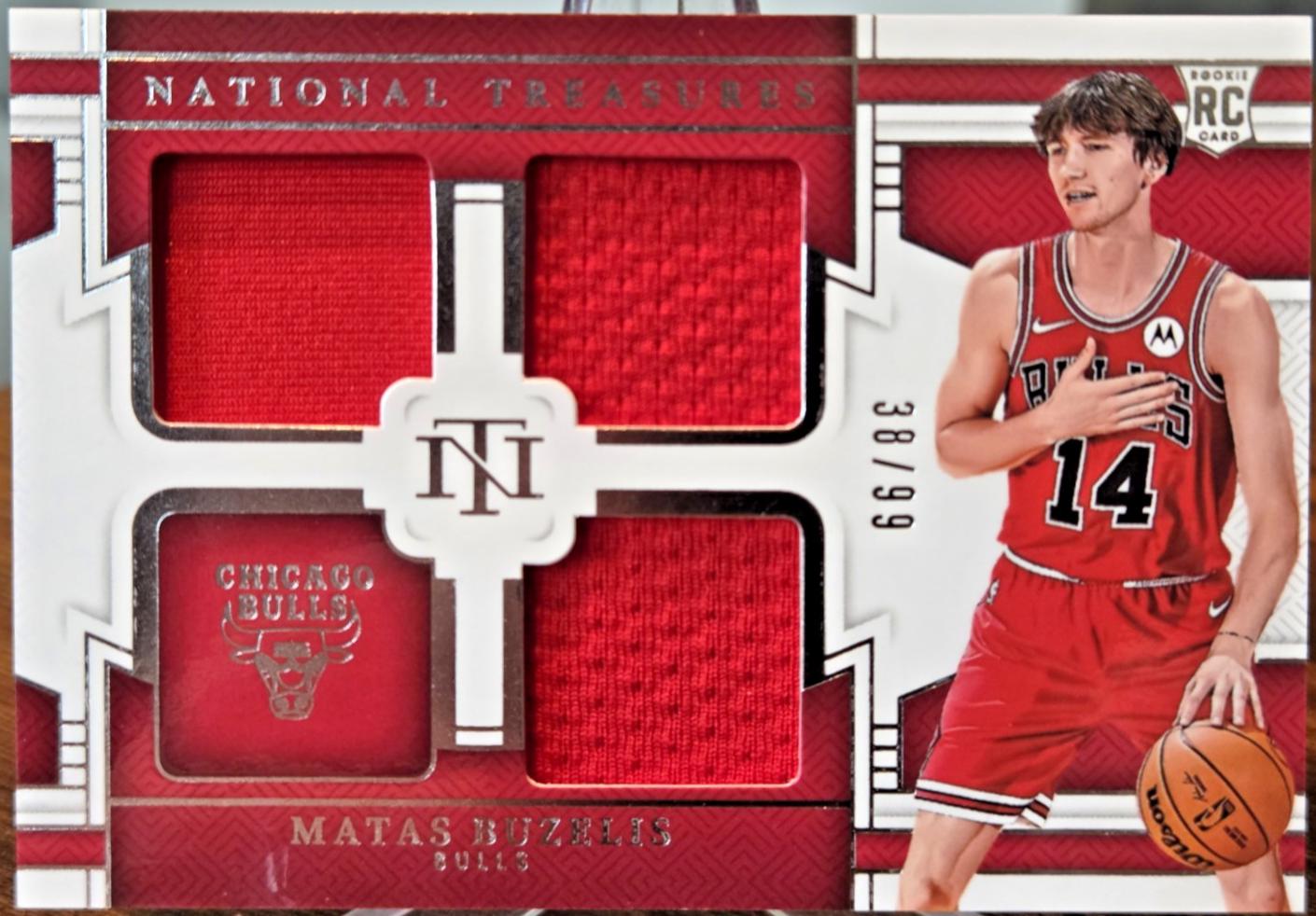 Matas Buzelis #3 2024 Panini National Treasures Rookie Triple Materials Basketball