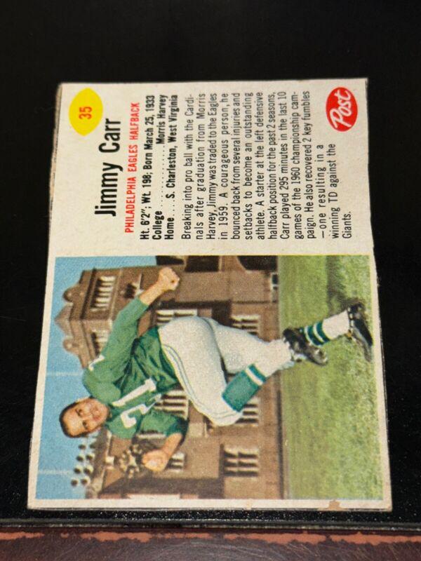 Jimmy Carr #35 Football Cards 1962 Post Cereal