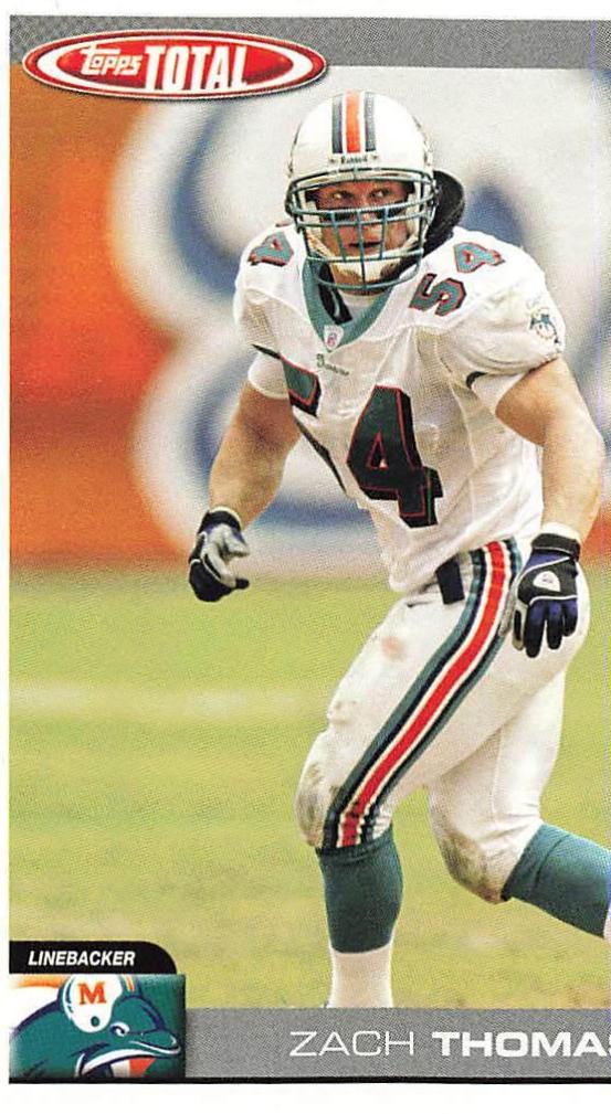 Zach Thomas #2 Football Cards 2004 Topps Total